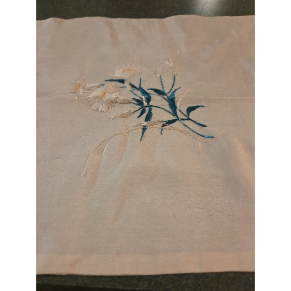 Vintage Hand Embroidered Silk Table Runner Asian Dragon Floral Mid Century - Picture 4 of 8